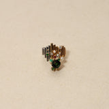 Sachi Fukuhara 1980's 18K Yellow Gold and Platinum Tourmaline Pearl Spinel and Garnet Tiered Cluster Ring
