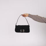 Fendi Canvas Black Baguette Bag SHW