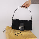 Fendi Canvas Black Baguette Bag SHW