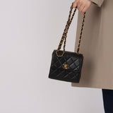 Chanel 1995 Lambskin Turnlock Square Box Flap Bag 24K GP