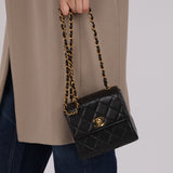 Chanel 1995 Lambskin Turnlock Square Box Flap Bag 24K GP
