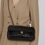 Chanel 2000s Chocolate Bar Wild Stitch Single Flap Shoulder Bag