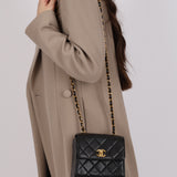 Chanel 1995 Lambskin Turnlock Square Box Flap Bag 24K GP