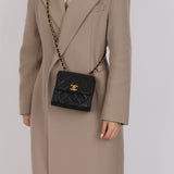 Chanel 1995 Lambskin Turnlock Square Box Flap Bag 24K GP