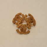 Chanel 1994 Triple CC Matte Brooch 24K GP