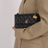 Limited Edition Chanel 2022 Caviar Wallet On Chain with Bag Charm