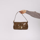 Fendi Zucchino Coated Canvas Baguette Bag