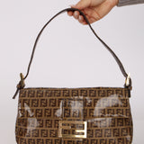 Fendi Zucchino Coated Canvas Baguette Bag