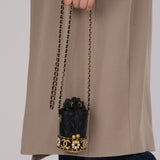 Ultra-Rare Chanel 2021 Drawstring Pearl Gripoix Flower Mini Bucket Bag