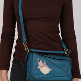 Limited Edition Loewe x Studio Ghibli Lagoon Blue Calfskin 'Boh Mouse' Small Puzzle Bag