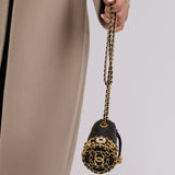 Ultra-Rare Chanel 2021 Drawstring Pearl Gripoix Flower Mini Bucket Bag