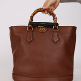 Gucci Calfskin Bamboo Medium Diana Round Tote