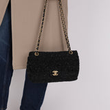 Chanel 2015 Sequin Embroidered Medium Single Flap Bag GHW