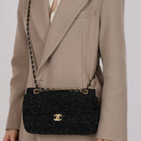 Chanel 2015 Sequin Embroidered Medium Single Flap Bag GHW