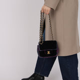 Chanel 2021 Tweed Turnlock Mini Square Flap Bag GHW
