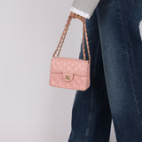 Rare Chanel 2004 Lambskin Rose Sakura Classic Flap Mini Bag 24K GP