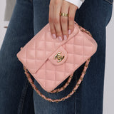 Rare Chanel 2004 Lambskin Rose Sakura Classic Flap Mini Bag 24K GP