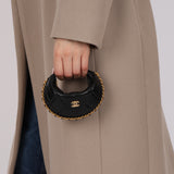 Chanel 2025 Shiny Crumpled Lambskin Quilted Chain Around Mini Pouch