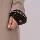 Chanel 2025 Shiny Crumpled Lambskin Quilted Chain Around Mini Pouch