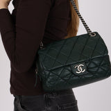 Chanel 2014 Forest Green Aged Calfskin Medium New Portobello Flap