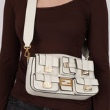 Fendi Blanc Leather Romano Multi Pocket Baguette
