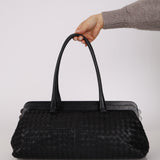 Bottega Veneta Black Intrecciato East West Frame Bag