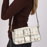 Fendi Blanc Leather Romano Multi Pocket Baguette