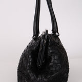 Bottega Veneta Black Intrecciato East West Frame Bag