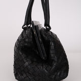 Bottega Veneta Black Intrecciato East West Frame Bag
