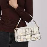Fendi Blanc Leather Romano Multi Pocket Baguette