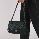 Chanel 2014 Forest Green Aged Calfskin Medium New Portobello Flap