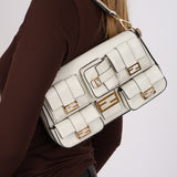 Fendi Blanc Leather Romano Multi Pocket Baguette