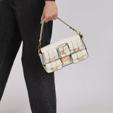 Fendi Blanc Leather Romano Multi Pocket Baguette