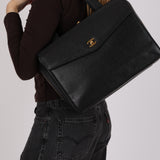 Chanel 1997 Caviar CC Turnlock Pocket Briefcase 24K GP