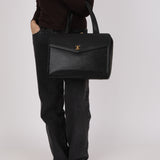 Chanel 1997 Caviar CC Turnlock Pocket Briefcase 24K GP