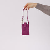 Bottega Veneta Magenta Intrecciato Phone Pouch