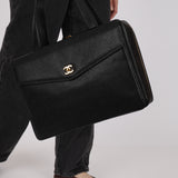 Chanel 1997 Caviar CC Turnlock Pocket Briefcase 24K GP
