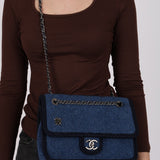 Chanel 2015 Blue Wool Medium Paris-Salzburg Edelweiss Single Flap Bag