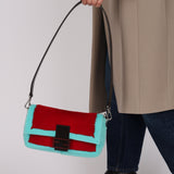 Rare Fendi 25th Anniversary Paget Sheepskin Multicolor Lizard Baguette