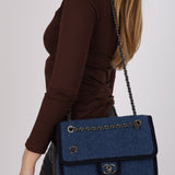 Chanel 2015 Blue Wool Medium Paris-Salzburg Edelweiss Single Flap Bag