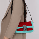 Rare Fendi 25th Anniversary Paget Sheepskin Multicolor Lizard Baguette