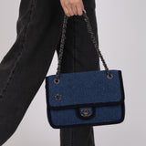 Chanel 2015 Blue Wool Medium Paris-Salzburg Edelweiss Single Flap Bag