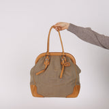 Prada Corda Logo Jacquard Large Frame Tote