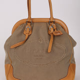 Prada Corda Logo Jacquard Large Frame Tote