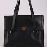 Chanel 1990s Boxcalf CC Embossed Small Tote 24K GP