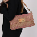 Fendi Metallic Pink Zucca Lamé Mia Flap