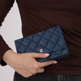 Chanel 2022 Denim Trompe L'oeil Quilted Wallet on Chain