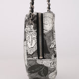 Chanel 2018 Silk Screen Camellia Lambskin Round Clutch on Chain