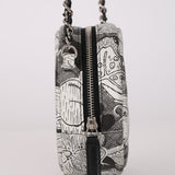 Chanel 2018 Silk Screen Camellia Lambskin Round Clutch on Chain