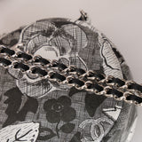 Chanel 2018 Silk Screen Camellia Lambskin Round Clutch on Chain